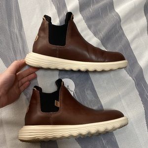 Hey Dude Branson leather ankle boot coffee brown women’s shoe size 8 slip on